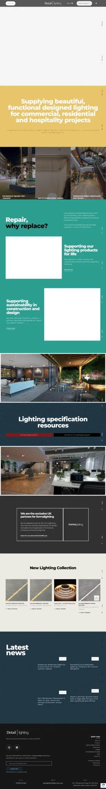 Detail Lighting website designed and developed by RevRise