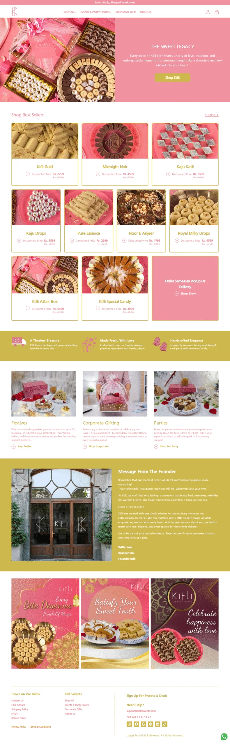 Kifli Sweets website designed and developed by RevRise