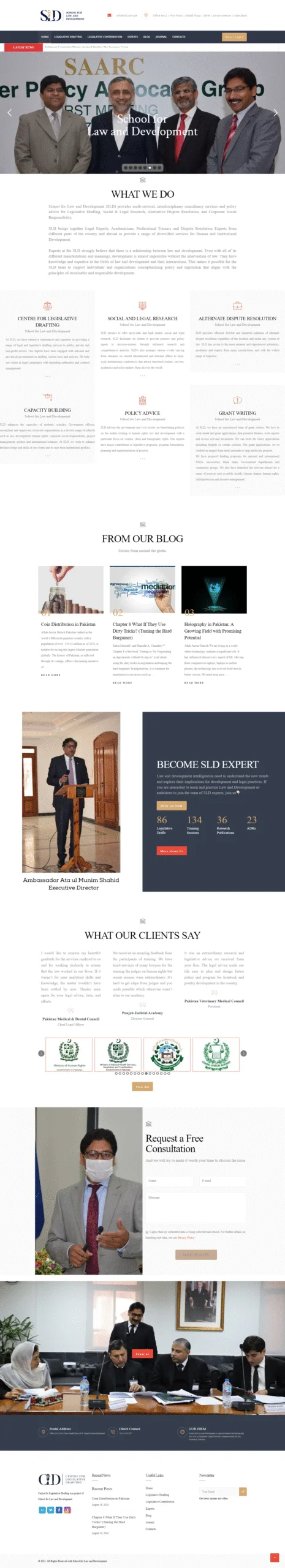 School for Law and Development website designed and developed by RevRise